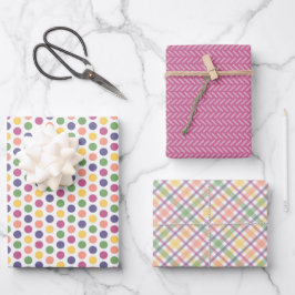 Kleurrijk roze, geel, groen en blauw patroon inpakpapier vel