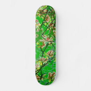 Kleurrijk roze groen abstract bloemendesign skateboard