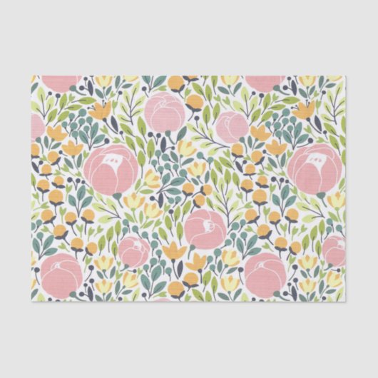 Kleurrijk Roze & Groen Bloemen Weefseldocument Tissuepapier