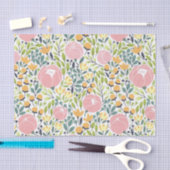 Kleurrijk Roze & Groen Bloemen Weefseldocument Tissuepapier