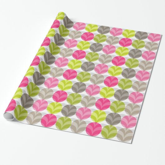 Kleurrijk Roze Groen Bruin Polka Dot Patroon Cadeaupapier (Uitgerold)