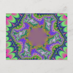 Kleurrijk roze, groen en blauw fractal briefkaart