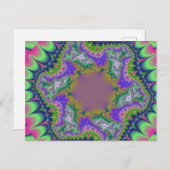 Kleurrijk roze, groen en blauw fractal briefkaart (Voorkant / Achterkant)
