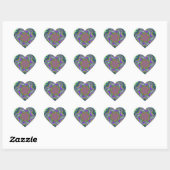 Kleurrijk roze, groen en blauw fractal hart sticker (Vel)