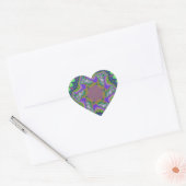 Kleurrijk roze, groen en blauw fractal hart sticker (Envelop)