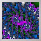 Kleurrijk roze, groen en blauw fractal poster (Voorkant)