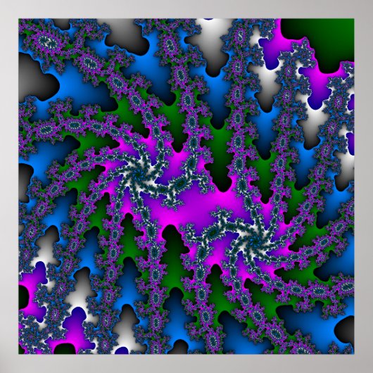 Kleurrijk roze, groen en blauw fractal poster (Voorkant)