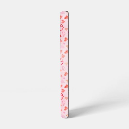 Kleurrijk Roze Hartpatroon Monogram Wit Hart Samsung Galaxy Hoesje (Linkerkant)