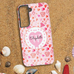 Kleurrijk Roze Hartpatroon Monogram Wit Hart Samsung Galaxy Hoesje<br><div class="desc">Deze chique telefoonhoes heeft een waterverf pastel harten achtergrond en roze hart en polka dot design met voornaam en initiaal letter monogram. Personaliseer de tekstvelden met een voor- of achternaam en initiaal, verwijder de tekst of bewerk de tekst met het ontwerpgereedschap om een lettertypestijl, -grootte en -kleur te selecteren die...</div>