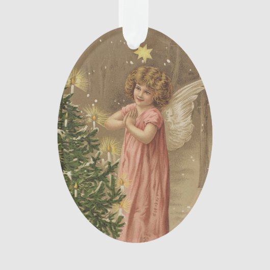 Kleurrijk roze kerstangeldecor ornament (voorkant)