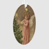 Kleurrijk roze kerstangeldecor ornament (voorkant)