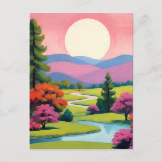 Kleurrijk roze kunstlandschap briefkaart (Voorkant)