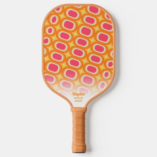 Kleurrijk Roze Oranje Abstract Retropatroon Aangep Pickleball Paddle (Voorkant)