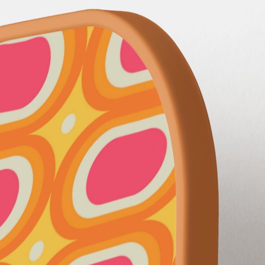 Kleurrijk Roze Oranje Abstract Retropatroon Aangep Pickleball Paddle (Links Detail)