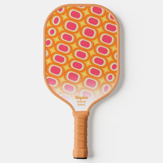 Kleurrijk Roze Oranje Abstract Retropatroon Aangep Pickleball Paddle (Achterkant)