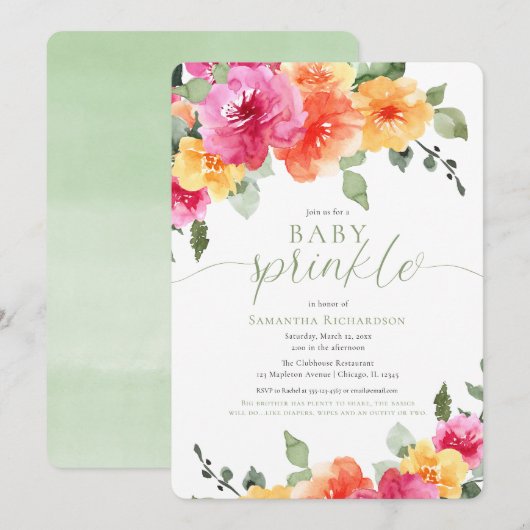 Kleurrijk roze oranje pinda's baby kaart (Voorkant / Achterkant)