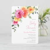 Kleurrijk roze oranje pinda's baby shower kaart (Staand voorkant)