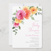 Kleurrijk roze oranje pinda's baby shower kaart (Voorkant)