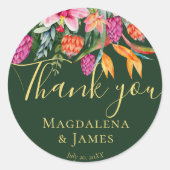 Kleurrijk Roze Oranje Tropische Bloemen Favor Ronde Sticker (Voorkant)