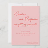 Kleurrijk roze rode handschrift bruiloft save the date (Voorkant)