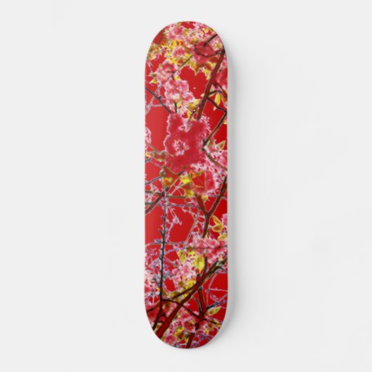Kleurrijk roze rood abstract bloemontwerp persoonlijk skateboard (Voorkant)