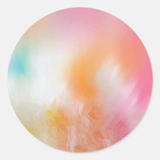 Kleurrijk Roze Rood Geel Blauw Sjabloon Abstract Ronde Sticker (Voorkant)