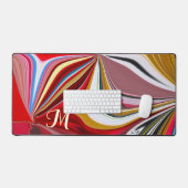Kleurrijk Roze Rood Goud Monogram Vloeibaar Abstra Bureaumat (Keyboard & Muis)
