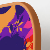 Kleurrijk Roze Sinaasappel Waterverf Bladpatroon Pickleball Paddle (Links Detail)