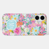 Kleurrijk Roze Tuin Met Initialen Case-Mate iPhone Case (Achterkant (horizontaal))
