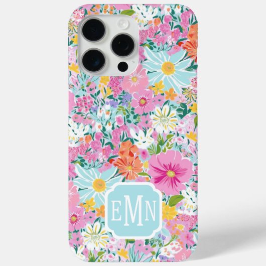 Kleurrijk Roze Tuin Met Monogram Case-Mate iPhone Case (Achterkant)