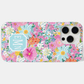 Kleurrijk Roze Tuin Met Monogram Case-Mate iPhone Case (Achterkant (horizontaal))