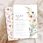 Kleurrijk Roze Wildflower Spring Floral Baby showe Kaart