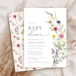 Kleurrijk Roze Wildflower Spring Floral Baby showe Kaart