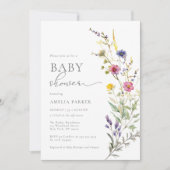 Kleurrijk Roze Wildflower Spring Floral Baby showe Kaart (Voorkant)