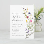 Kleurrijk Roze Wildflower Spring Floral Baby showe Kaart (Staand voorkant)