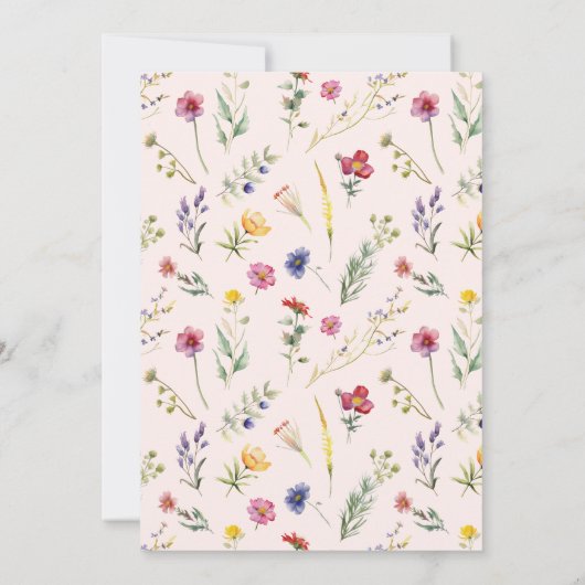 Kleurrijk Roze Wildflower Spring Floral Baby showe Kaart (Achterkant)