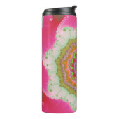 Kleurrijk roze, wit en groen fractal thermosbeker (Gedraaid links)