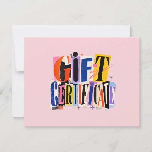 Kleurrijk Roze Zakelijk Cadeaubon (Voorkant)
