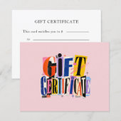 Kleurrijk Roze Zakelijk Cadeaubon (Voorkant / Achterkant)
