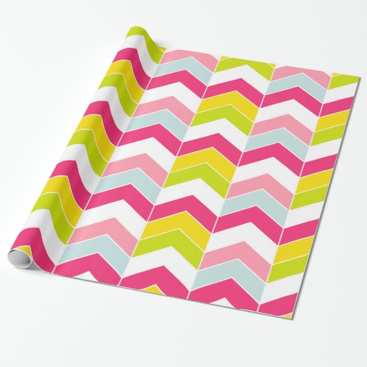 Kleurrijk Roze ZigZag Chevron patroon Cadeaupapier (Uitgerold)