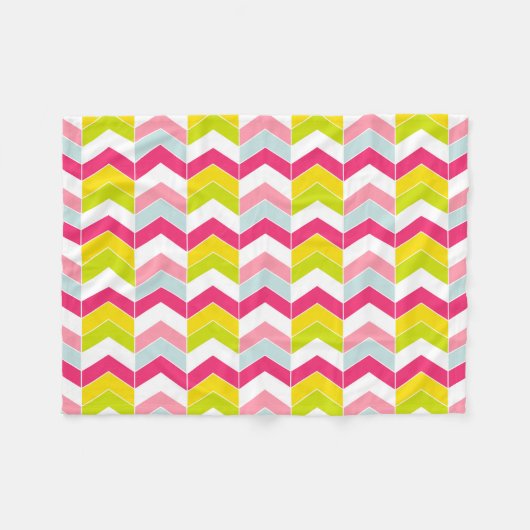 Kleurrijk Roze ZigZag Chevron Patroon Fleece Deken (Voorkant (Horizontaal))