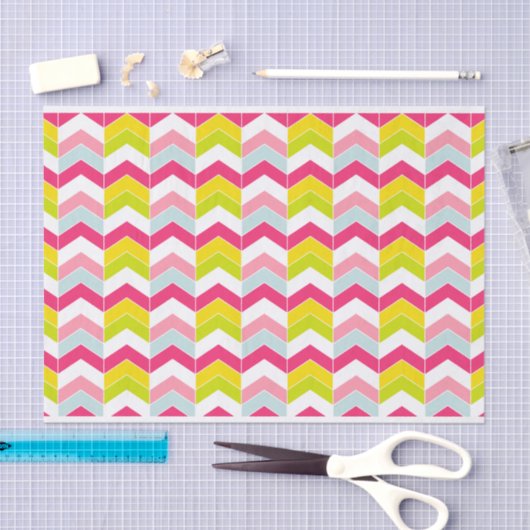 Kleurrijk Roze ZigZag Chevron patroon Tissuepapier (Craft)