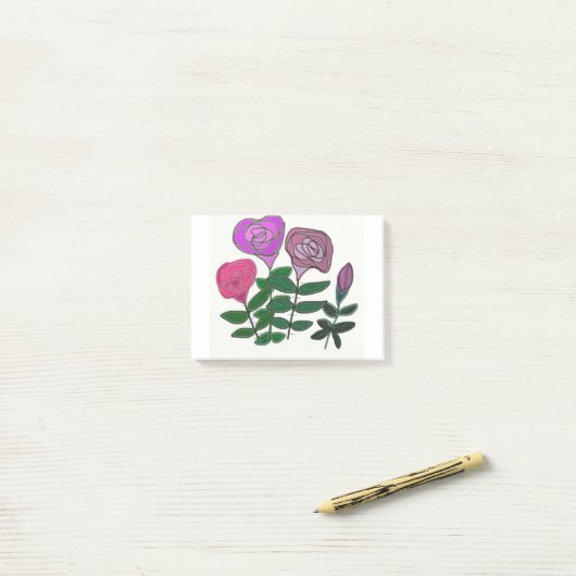 Kleurrijk rozenontwerp post-it® notes (Op bureau)