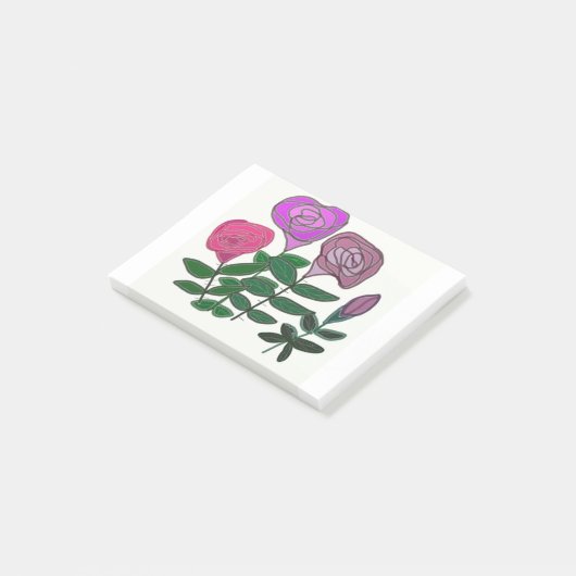 Kleurrijk rozenontwerp post-it® notes (Schuin)