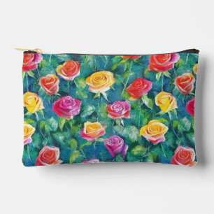 Kleurrijk rozentuin watercolorpatroon etui