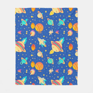 Kleurrijk ruimte-thema patroon met planeten fleece deken