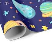 Kleurrijk Ruimtekartpattern Cadeaupapier (Rol Hoek)