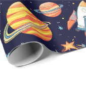 kleurrijk ruimteverkenningspatroon cadeaupapier (Rol Hoek)