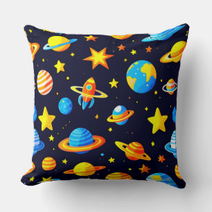 Kleurrijk Ruimthema Met Planeten Kussen