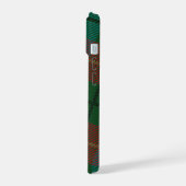 Kleurrijk ruitpatroon met moderne scriptnaam iPhone 15 case (Linkerkant)